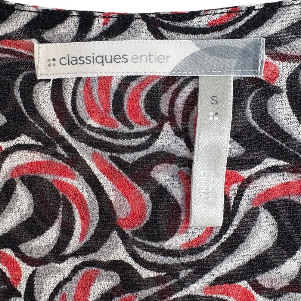 CLASSIQUES ENTIER Silk Black and Red Patterned Blouse Size Small — DESIGNER!!! - Picture 5 of 6